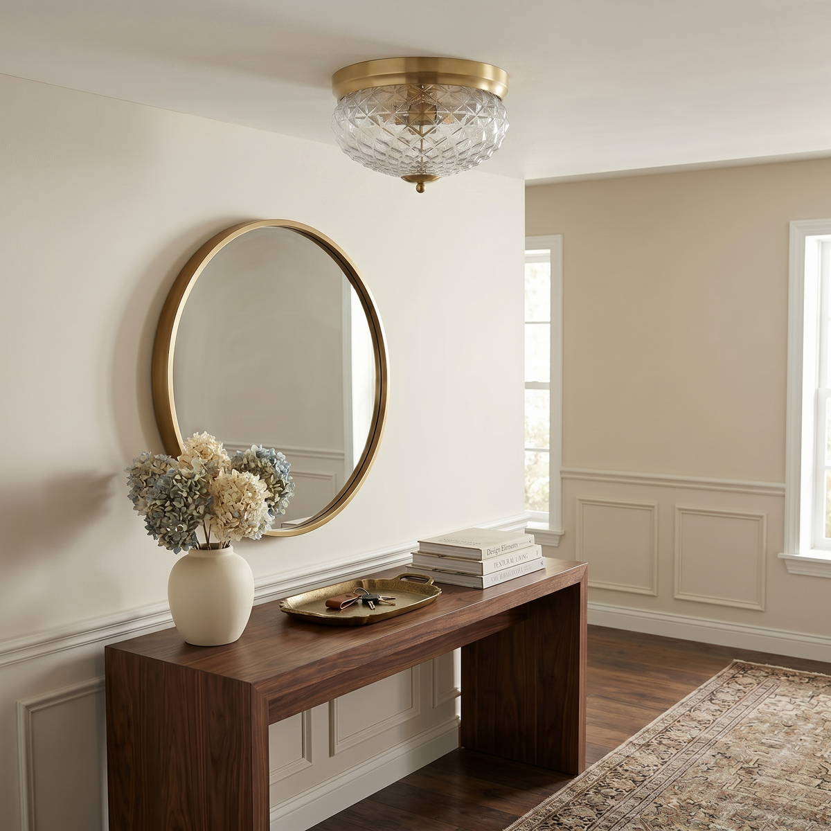 2-Light Modern Flush Mount Ceiling Light Bowl Glass Shade Hallway - product image 4 | Zenvolit