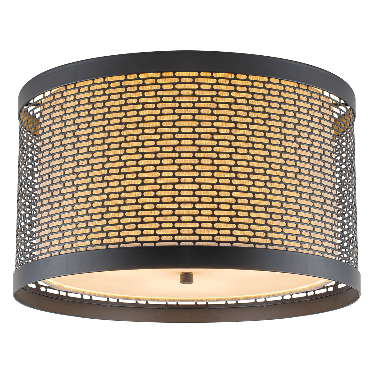 Matte Black Metal Mesh Flush Mount Light Fabric Liner 3-Light - product image 2 | Zenvolit