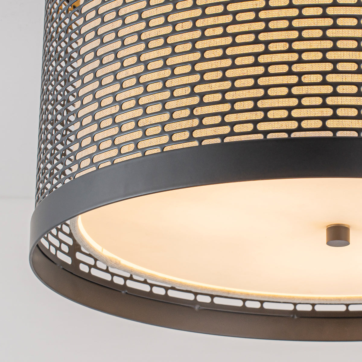Matte Black Metal Mesh Flush Mount Light Fabric Liner 3-Light - product image 5 | Zenvolit