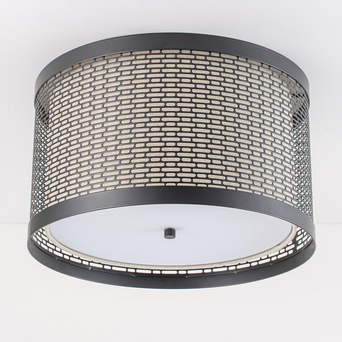 Matte Black Metal Mesh Flush Mount Light Fabric Liner 3-Light - product image 6 | Zenvolit