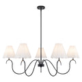 5-Light Matte Black Curved Iron Chandelier with White Fabric Shade - product image 1 | Zenvolit