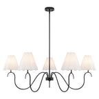 5-Light Matte Black Curved Iron Chandelier with White Fabric Shade - product image 1 | Zenvolit