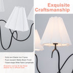 5-Light Matte Black Curved Iron Chandelier with White Fabric Shade - product image 8 | Zenvolit