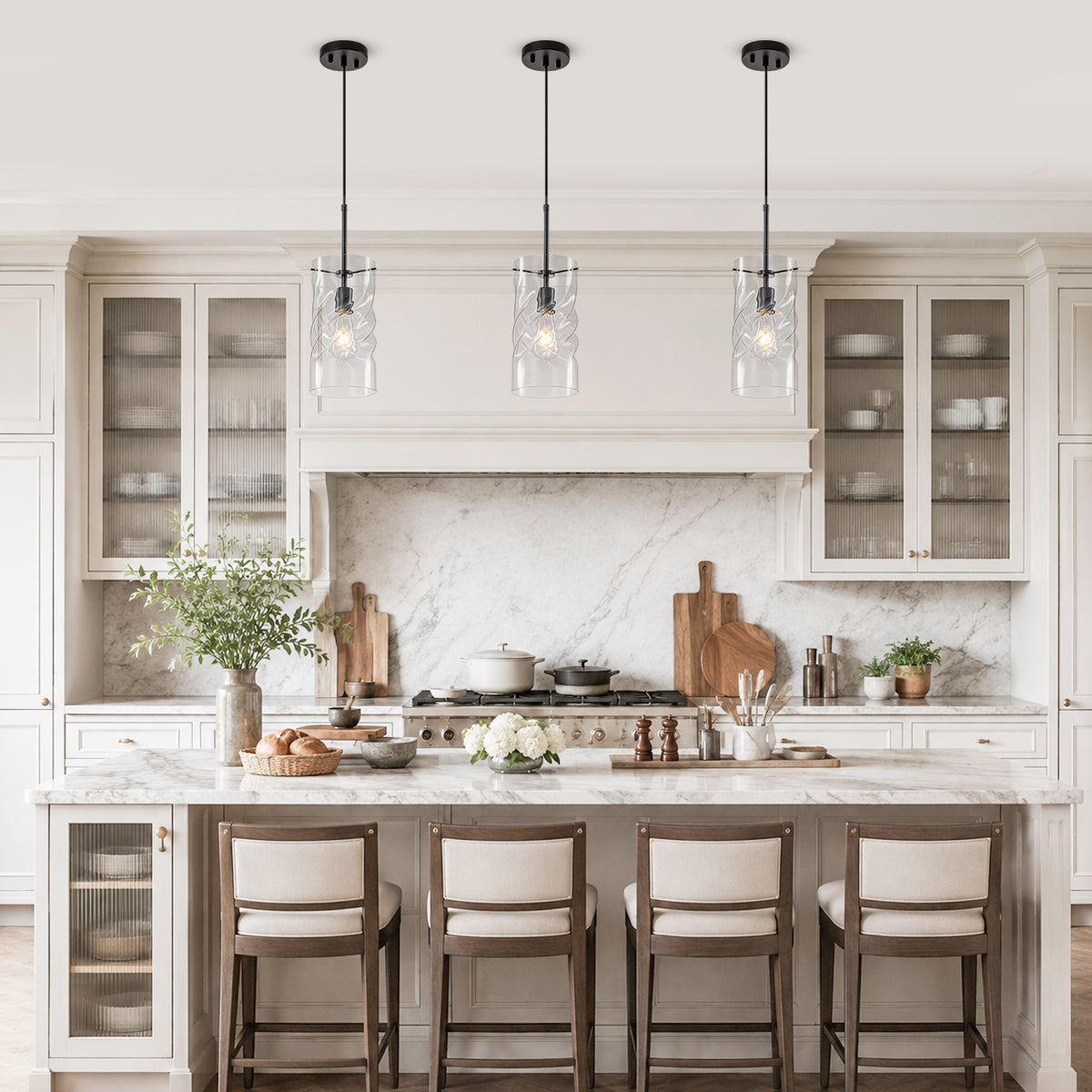 Modern Pendant Light Hanging Light Twisted Clear Textured Glass Shade - product image 1 | Zenvolit