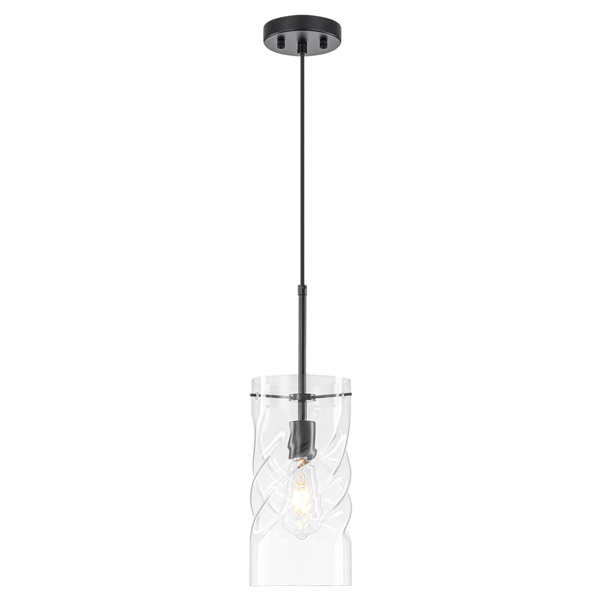 Modern Pendant Light Hanging Light Twisted Clear Textured Glass Shade - product image 2 | Zenvolit