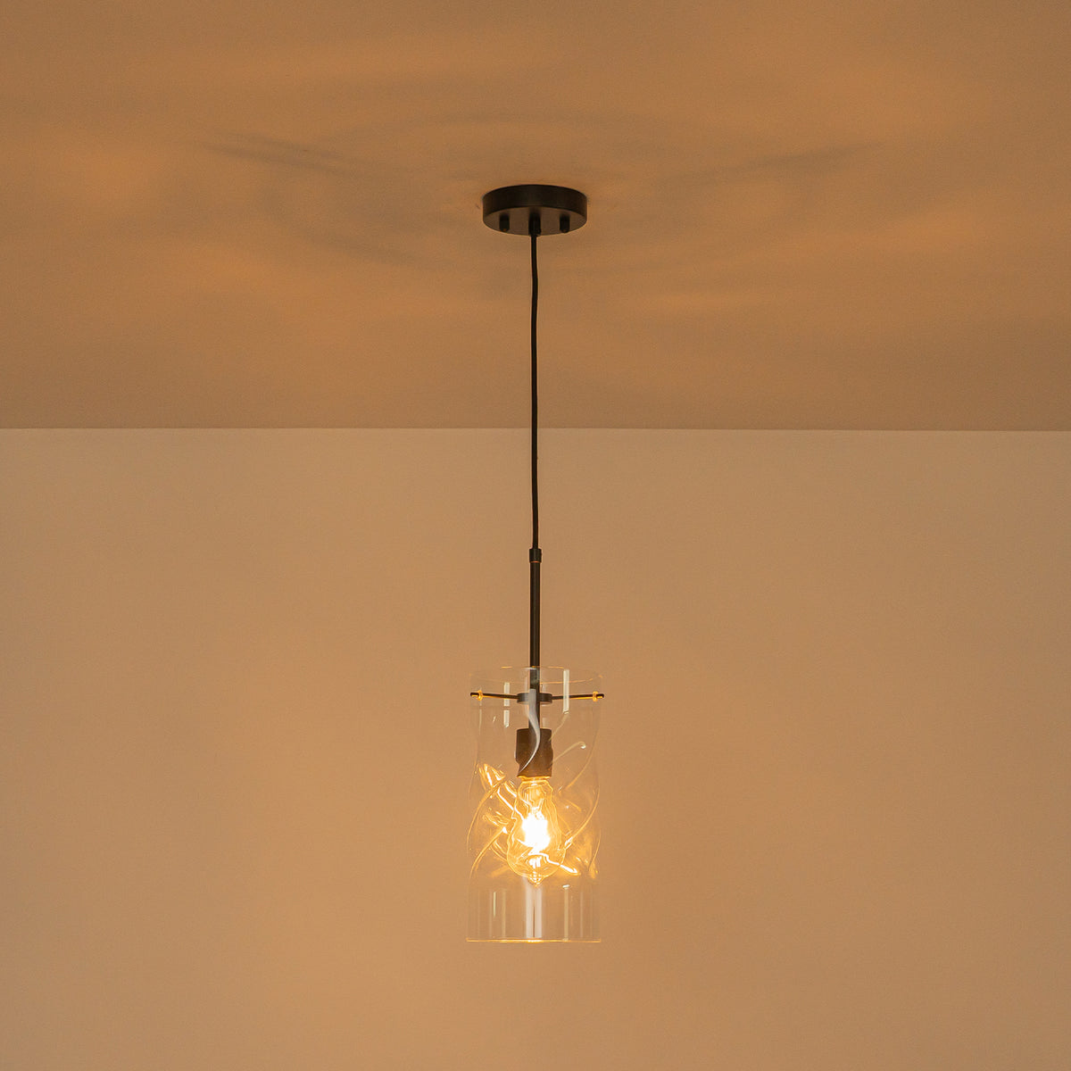 Modern Pendant Light Hanging Light Twisted Clear Textured Glass Shade - product image 4 | Zenvolit
