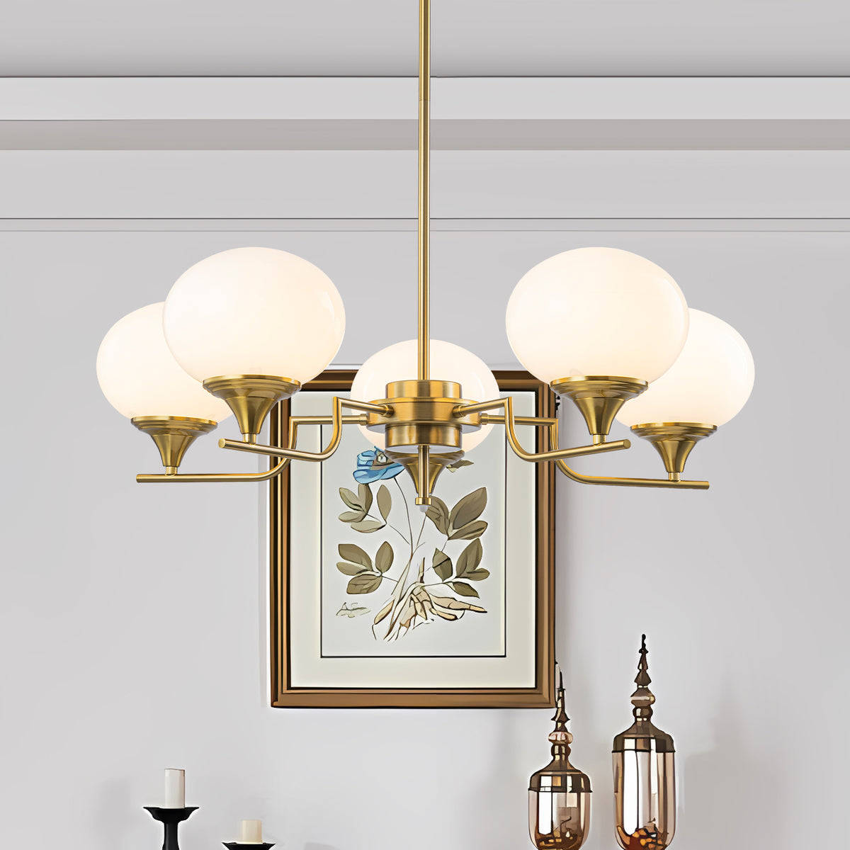 5 Light Glass Globe Chandelier Modern Pendant Light Kitchen Island - product image 1 | Zenvolit