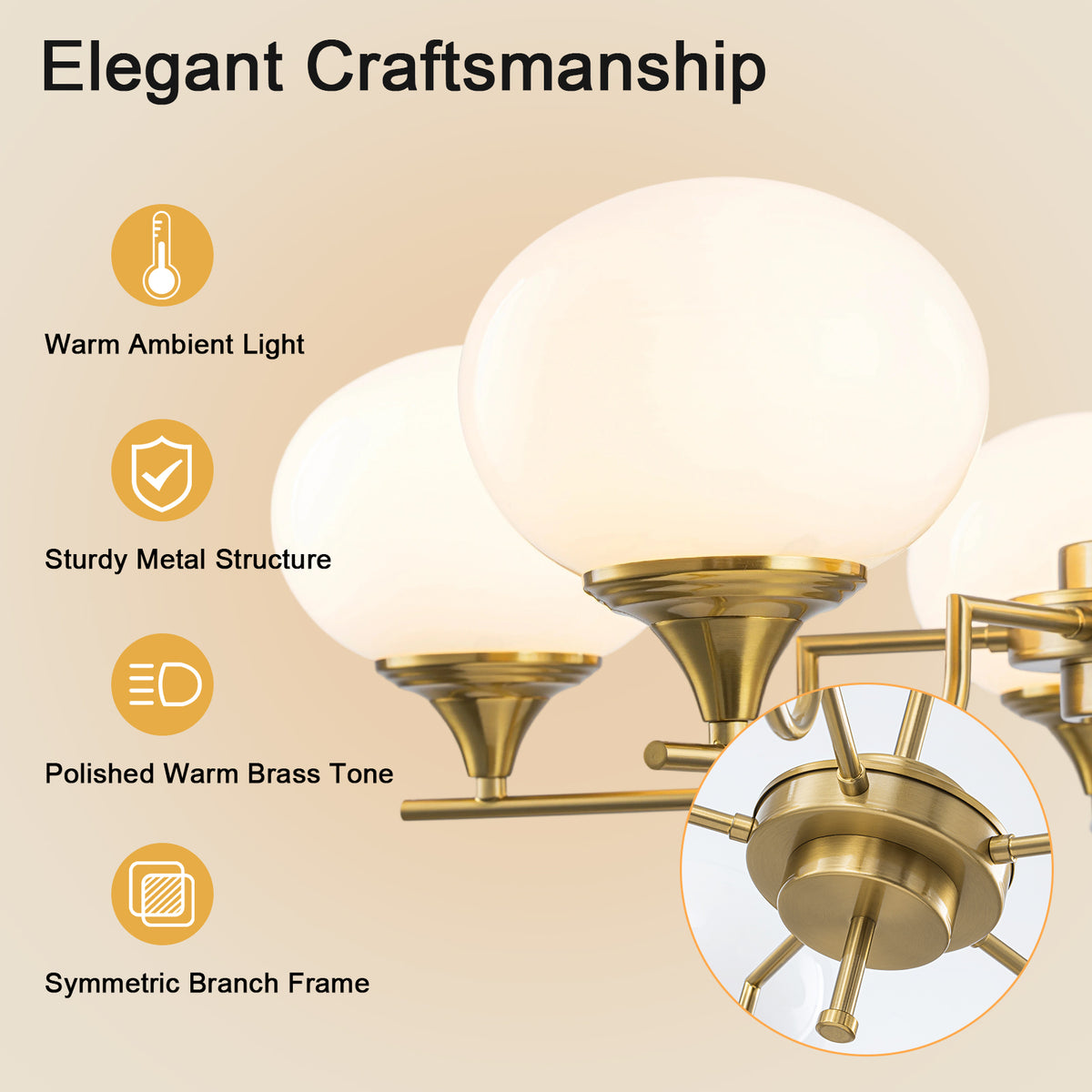 5 Light Glass Globe Chandelier Modern Pendant Light Kitchen Island