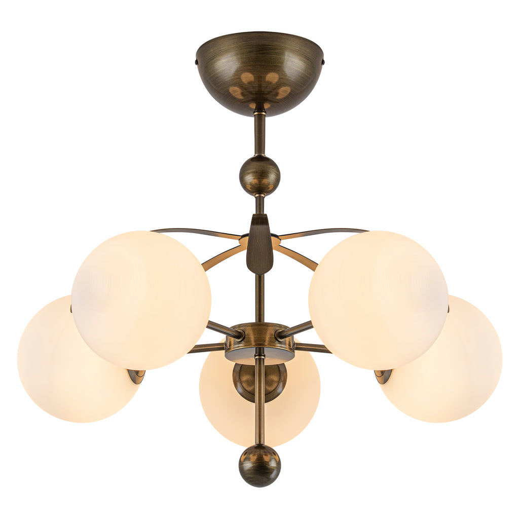 5 Light Milk White Glass Globe Chandelier Flush Mount Ceiling Light - product image 1 | Zenvolit