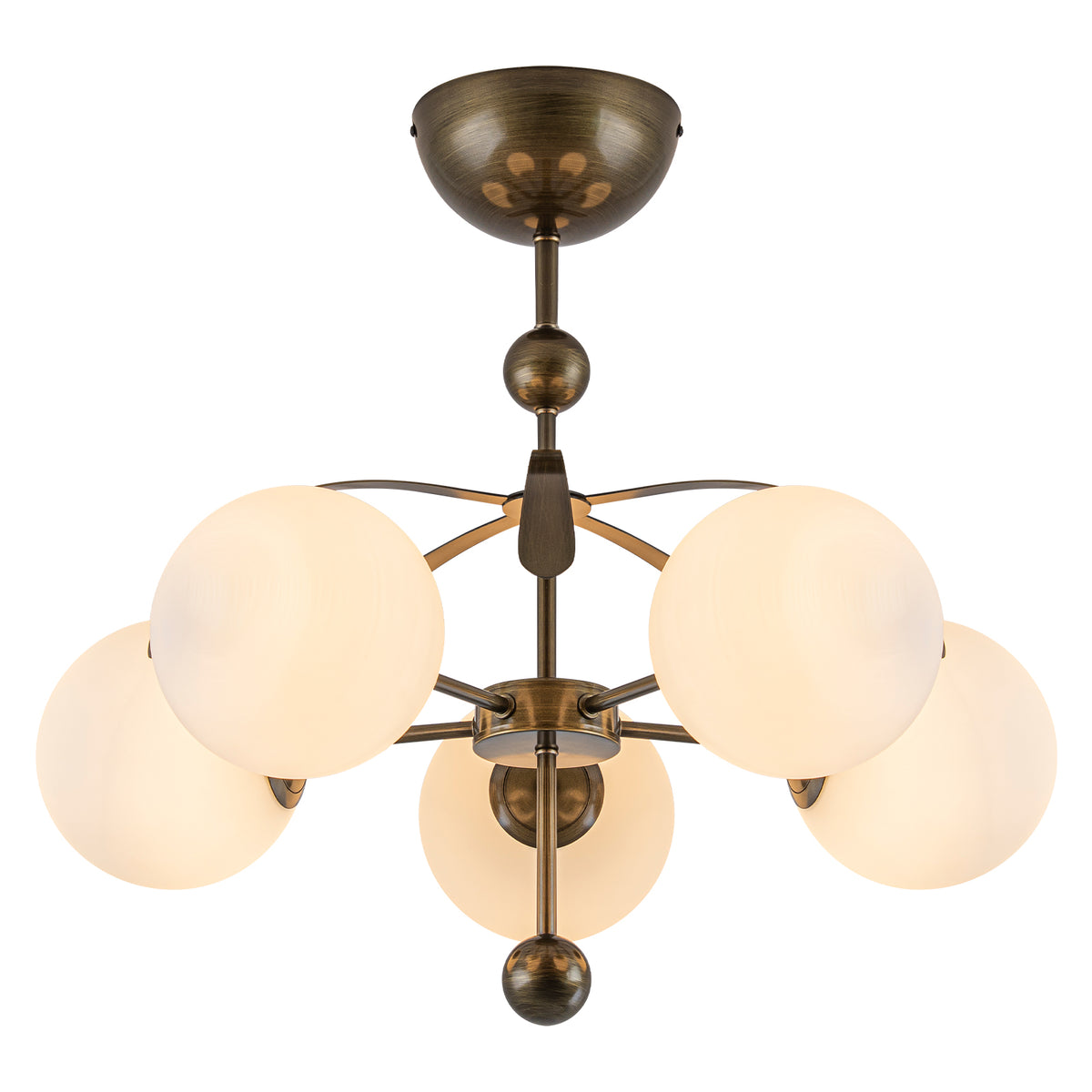 5 Light Milk White Glass Globe Chandelier Flush Mount Ceiling Light - product image 1 | Zenvolit