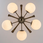 5 Light Milk White Glass Globe Chandelier Flush Mount Ceiling Light - product image 4 | Zenvolit