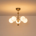 5 Light Milk White Glass Globe Chandelier Flush Mount Ceiling Light - product image 6 | Zenvolit