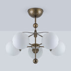 5 Light Milk White Glass Globe Chandelier Flush Mount Ceiling Light - product image 7 | Zenvolit