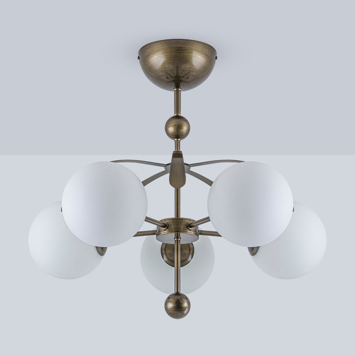 5 Light Milk White Glass Globe Chandelier Flush Mount Ceiling Light - product image 7 | Zenvolit