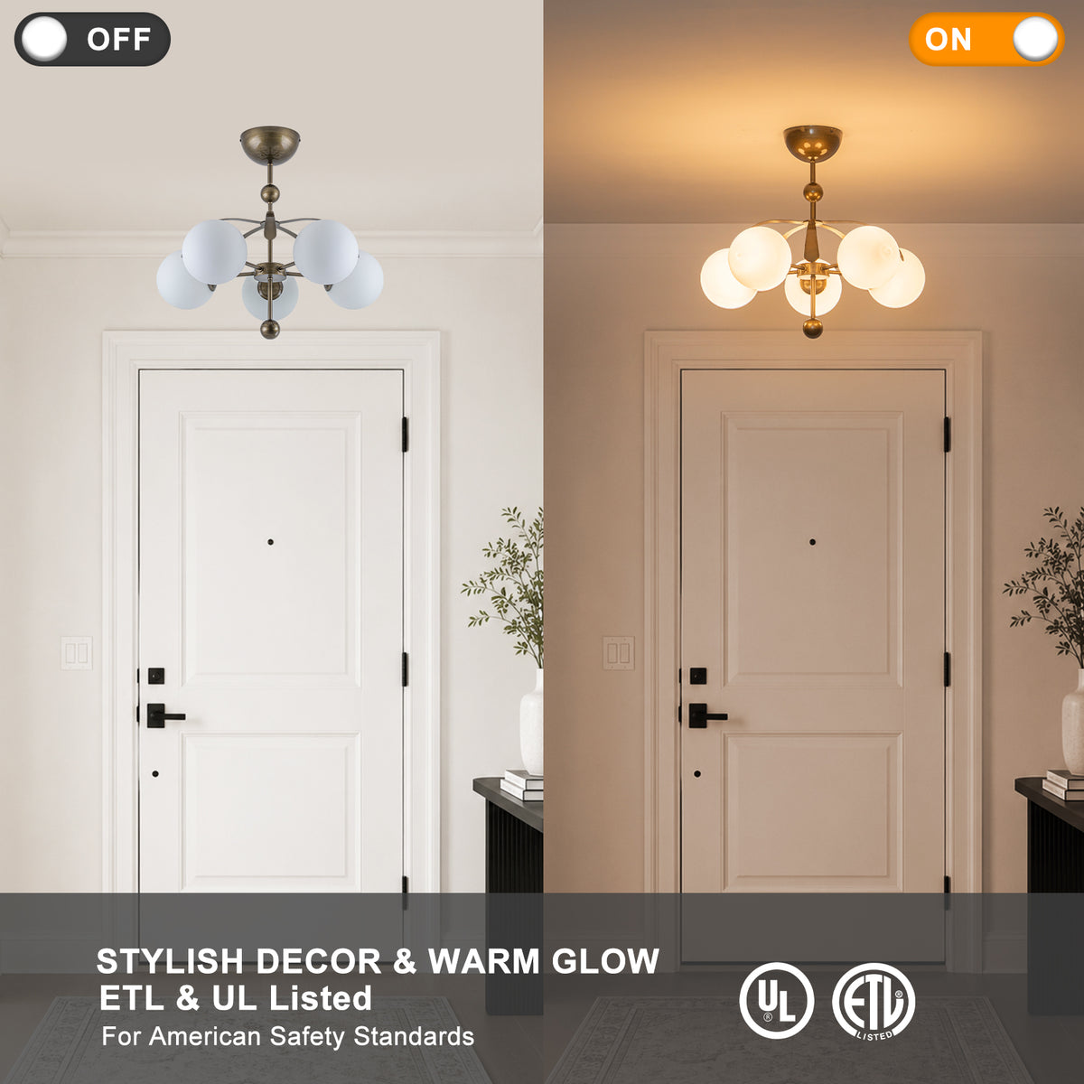 5 Light Milk White Glass Globe Chandelier Flush Mount Ceiling Light - product image 9 | Zenvolit