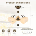 5 Light Milk White Glass Globe Chandelier Flush Mount Ceiling Light - product image 10 | Zenvolit