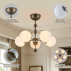 5 Light Milk White Glass Globe Chandelier Flush Mount Ceiling Light - product image 11 | Zenvolit