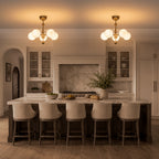 5 Light Milk White Glass Globe Chandelier Flush Mount Ceiling Light - product image 12 | Zenvolit