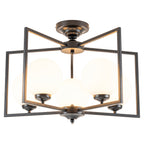 5 Light Opal Glass Globe Chandelier Frame Flush Mount Ceiling Light - product image 1 | Zenvolit