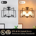 5 Light Opal Glass Globe Chandelier Frame Flush Mount Ceiling Light - product image 8 | Zenvolit