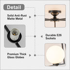 5 Light Opal Glass Globe Chandelier Frame Flush Mount Ceiling Light - product image 10 | Zenvolit