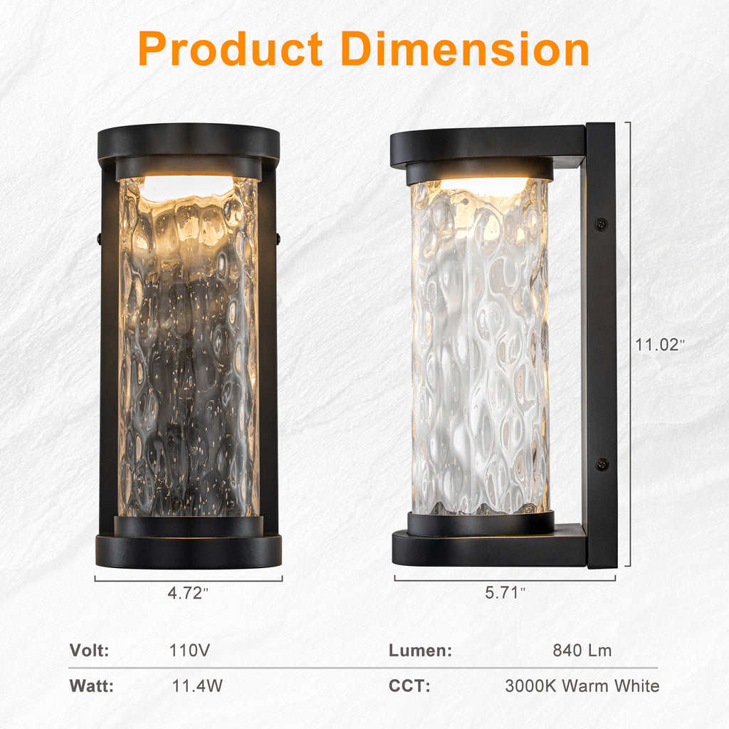 LED Outdoor Wall Light Bubble Glass Shade Dimmable IP44 Waterproof - product image 9 | Zenvolit