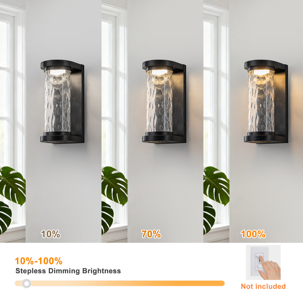 LED Outdoor Wall Light Bubble Glass Shade Dimmable IP44 Waterproof - product image 11 | Zenvolit