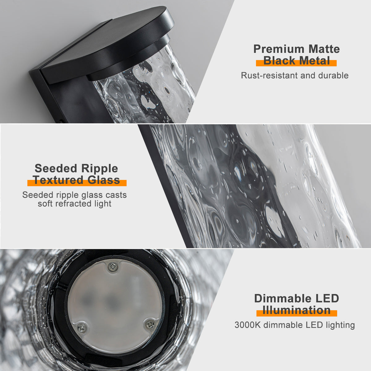 LED Outdoor Wall Light Bubble Glass Shade Dimmable IP44 Waterproof - product image 16 | Zenvolit