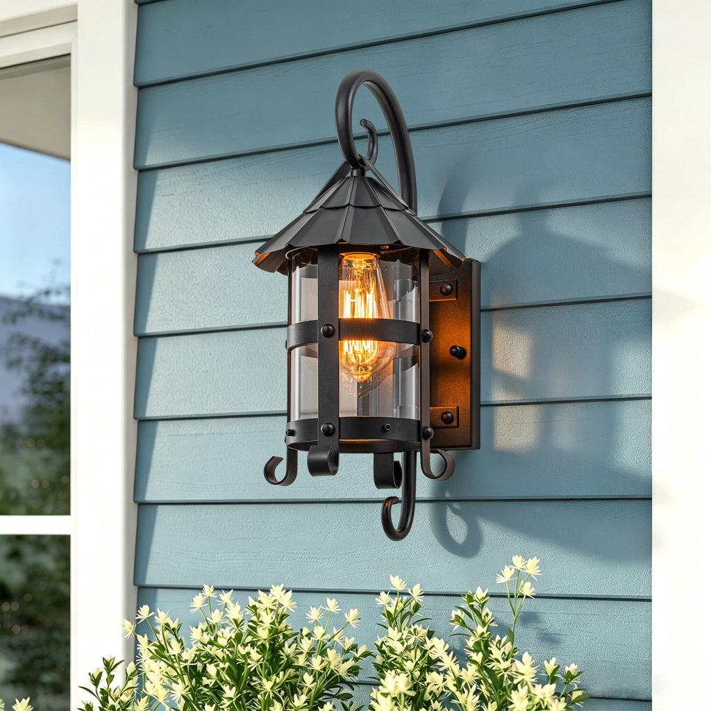Modern Outdoor Wall Light Clear Glass Shade Sconce IP44 Patio Porch - product image 1 | Zenvolit