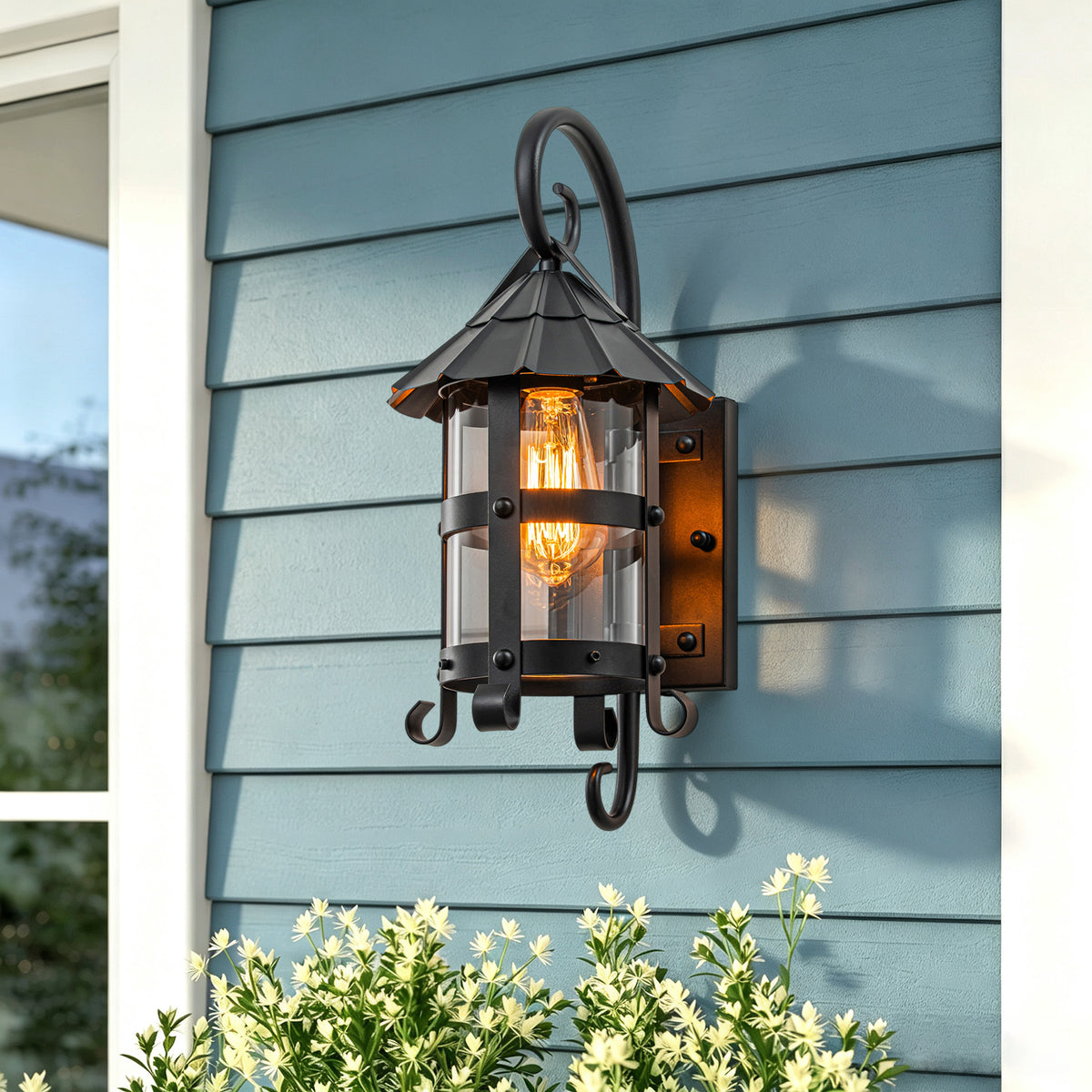 Modern Outdoor Wall Light Clear Glass Shade Sconce IP44 Patio Porch - product image 1 | Zenvolit