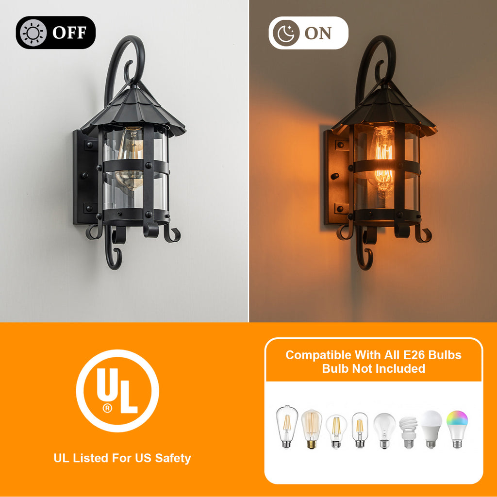 Modern Outdoor Wall Light Clear Glass Shade Sconce IP44 Patio Porch - product image 3 | Zenvolit