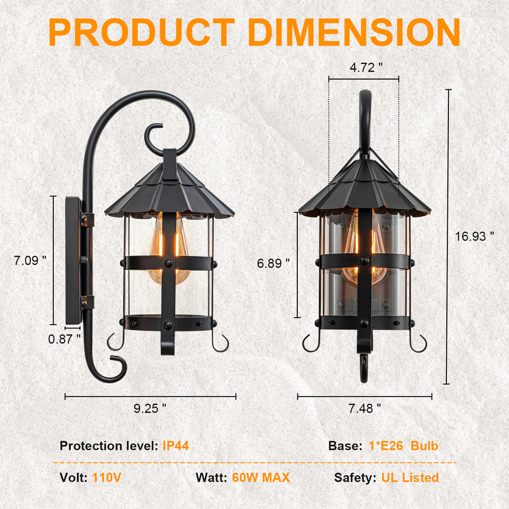 Modern Outdoor Wall Light Clear Glass Shade Sconce IP44 Patio Porch - product image 4 | Zenvolit