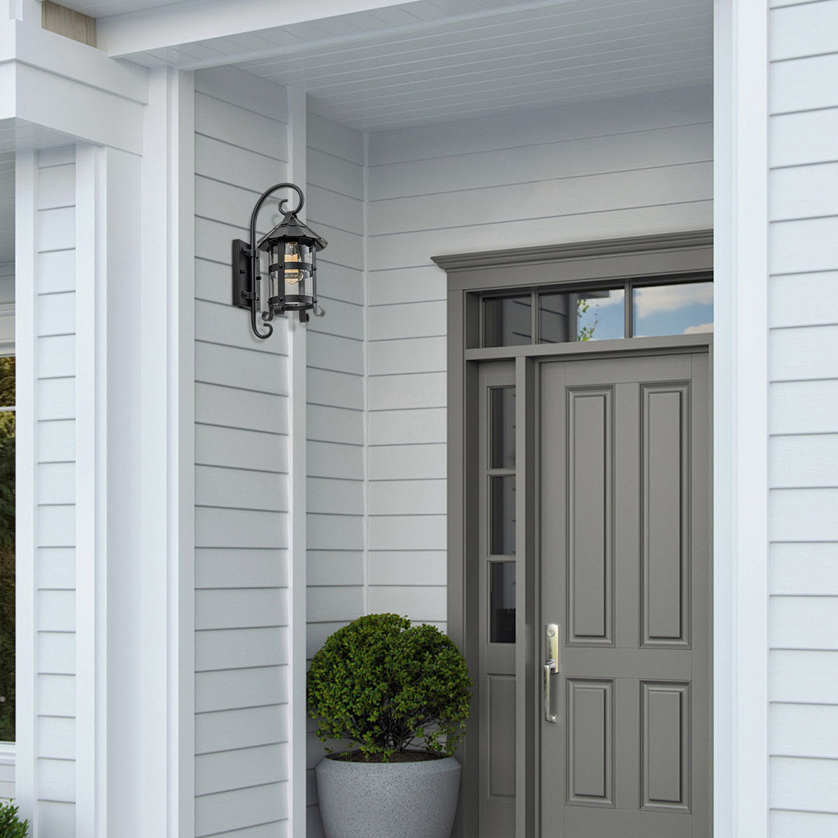 Modern Outdoor Wall Light Clear Glass Shade Sconce IP44 Patio Porch - product image 14 | Zenvolit