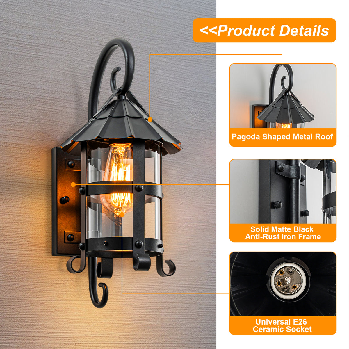 Modern Outdoor Wall Light Clear Glass Shade Sconce IP44 Patio Porch - product image 16 | Zenvolit