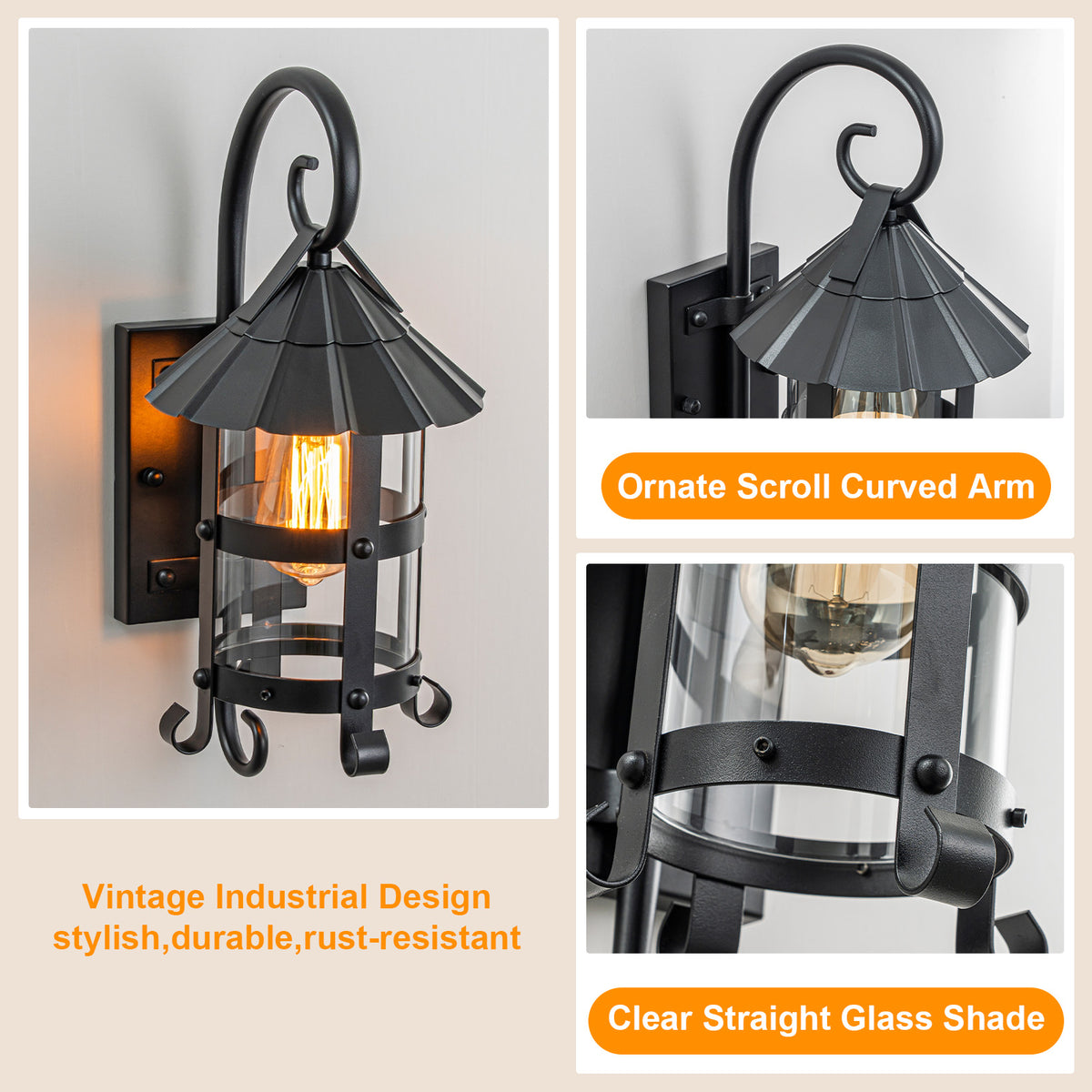 Modern Outdoor Wall Light Clear Glass Shade Sconce IP44 Patio Porch - product image 17 | Zenvolit