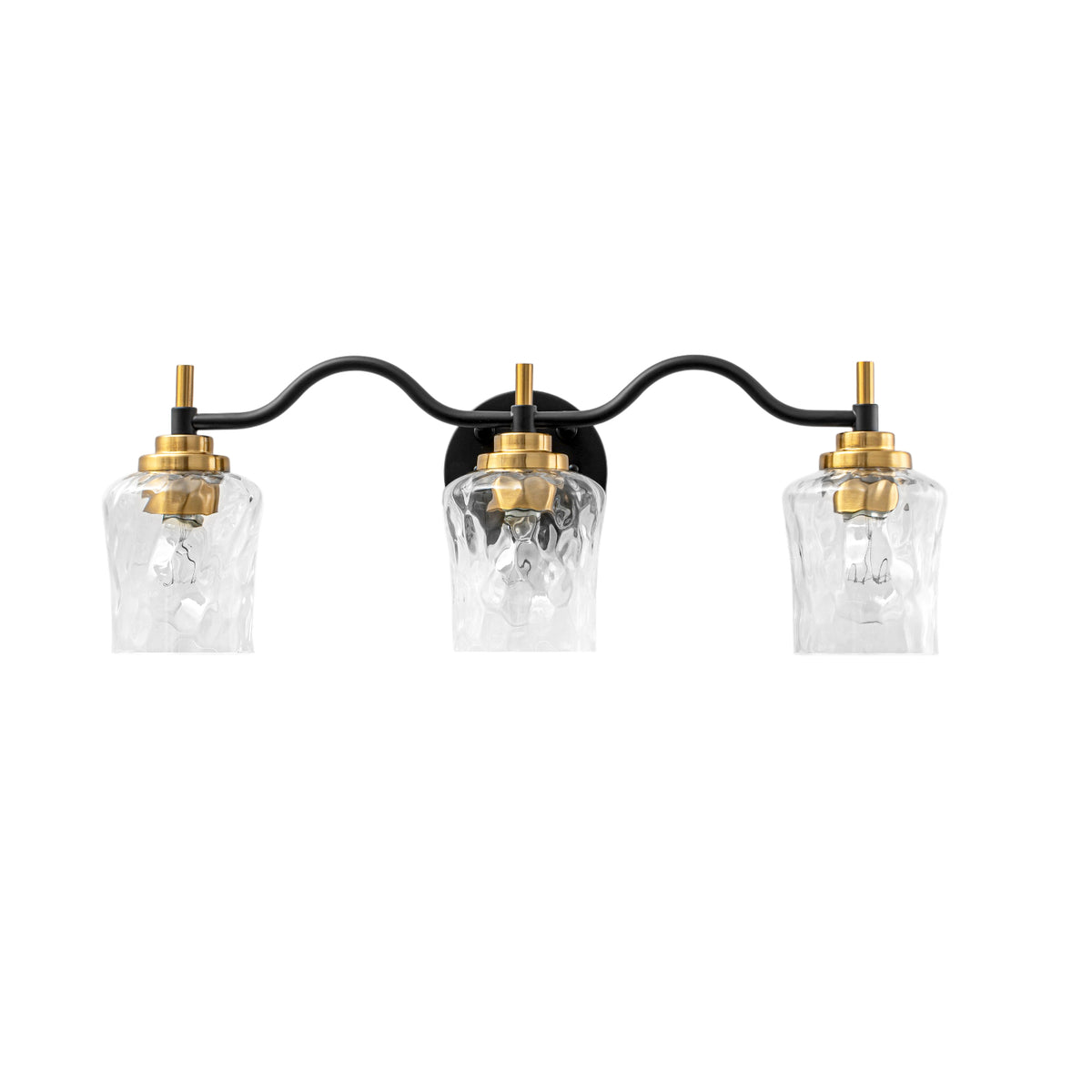 3-Light Modern Bathroom Vanity Light Ripple Glass Shades Wall Sconce - product image 1 | Zenvolit