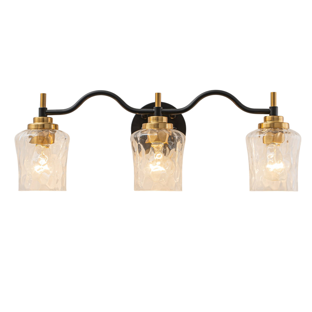 3-Light Modern Bathroom Vanity Light Ripple Glass Shades Wall Sconce - product image 2 | Zenvolit