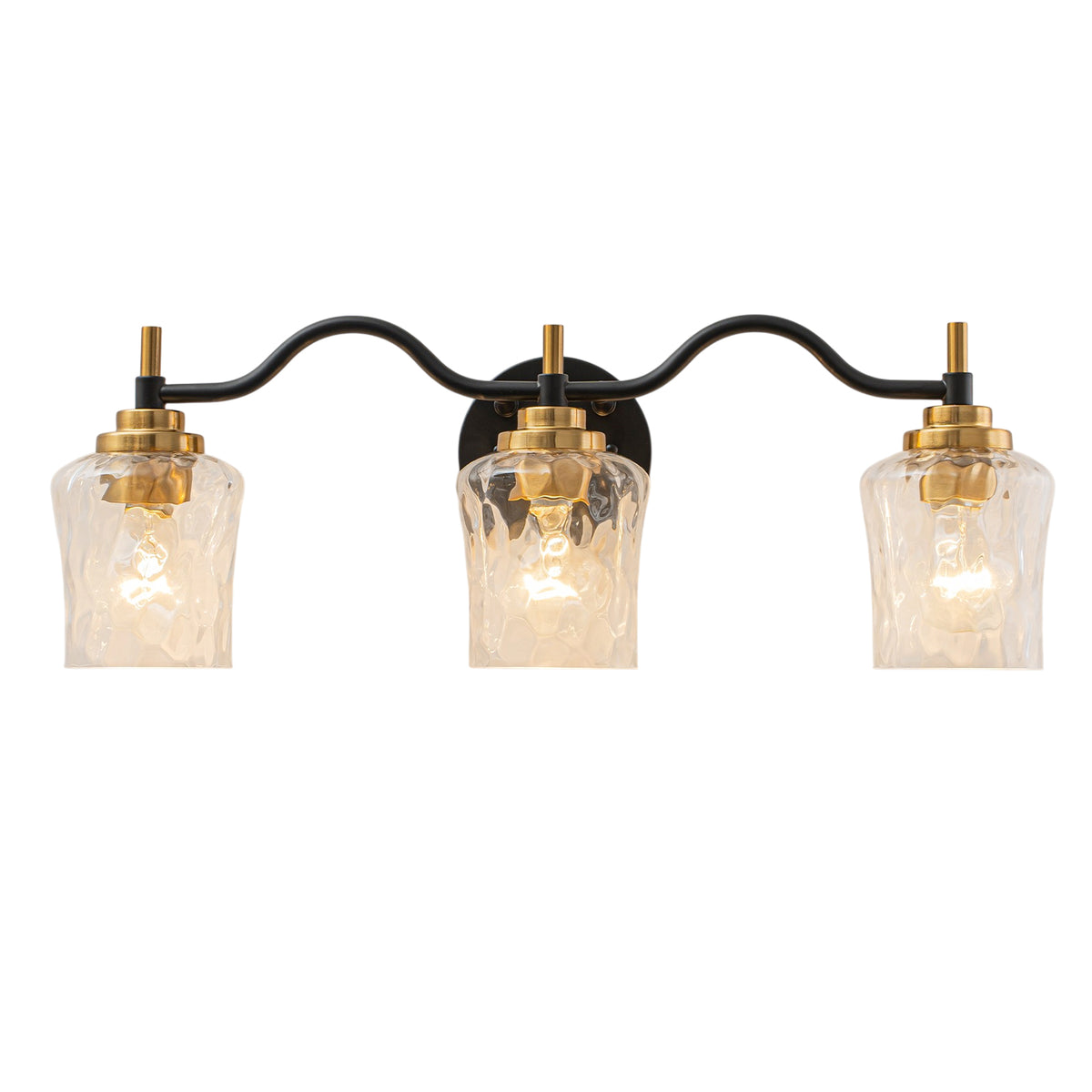 3-Light Modern Bathroom Vanity Light Ripple Glass Shades Wall Sconce - product image 2 | Zenvolit