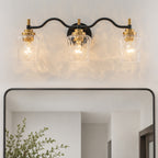 3-Light Modern Bathroom Vanity Light Ripple Glass Shades Wall Sconce - product image 3 | Zenvolit
