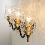 3-Light Modern Bathroom Vanity Light Ripple Glass Shades Wall Sconce - product image 5 | Zenvolit