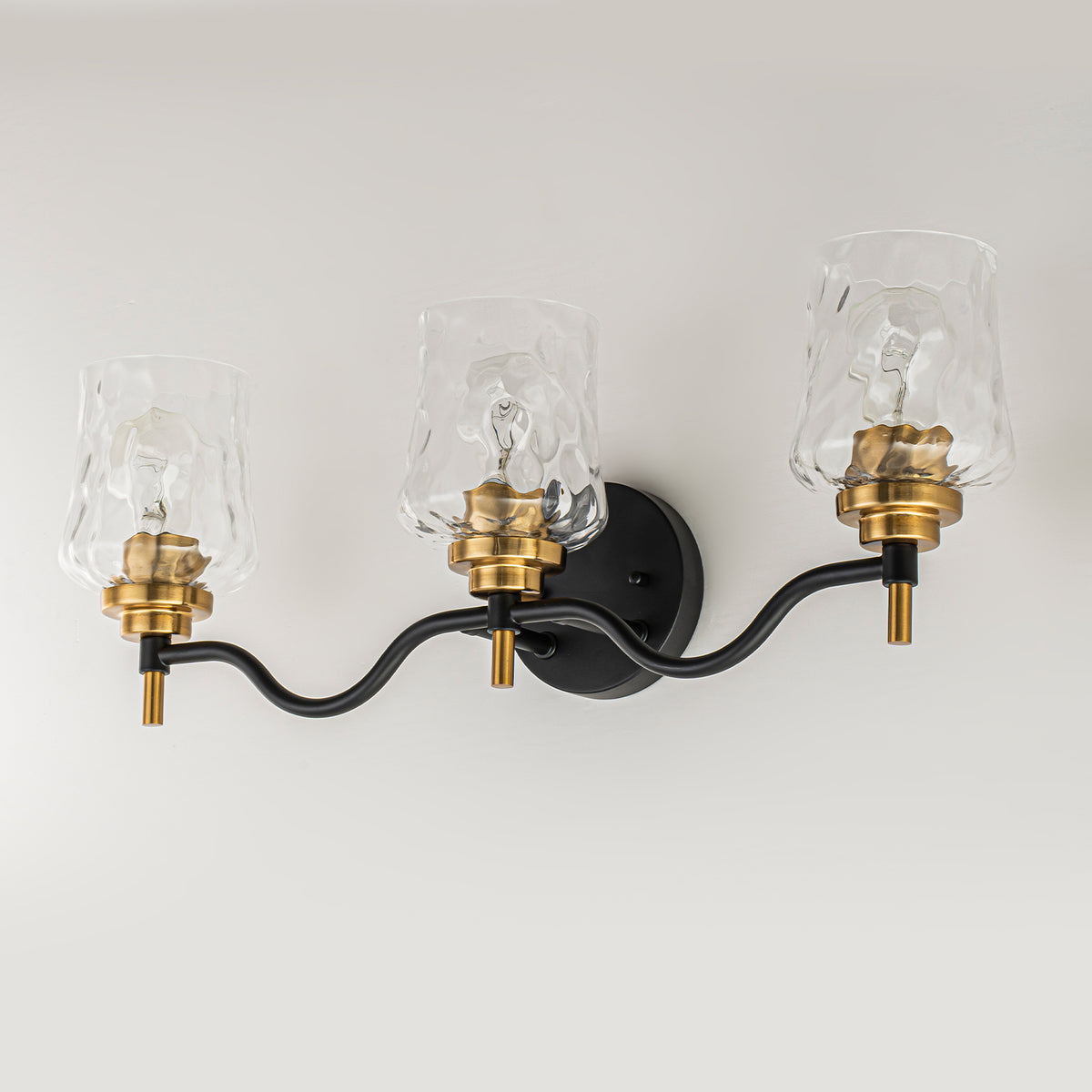 3-Light Modern Bathroom Vanity Light Ripple Glass Shades Wall Sconce - product image 6 | Zenvolit