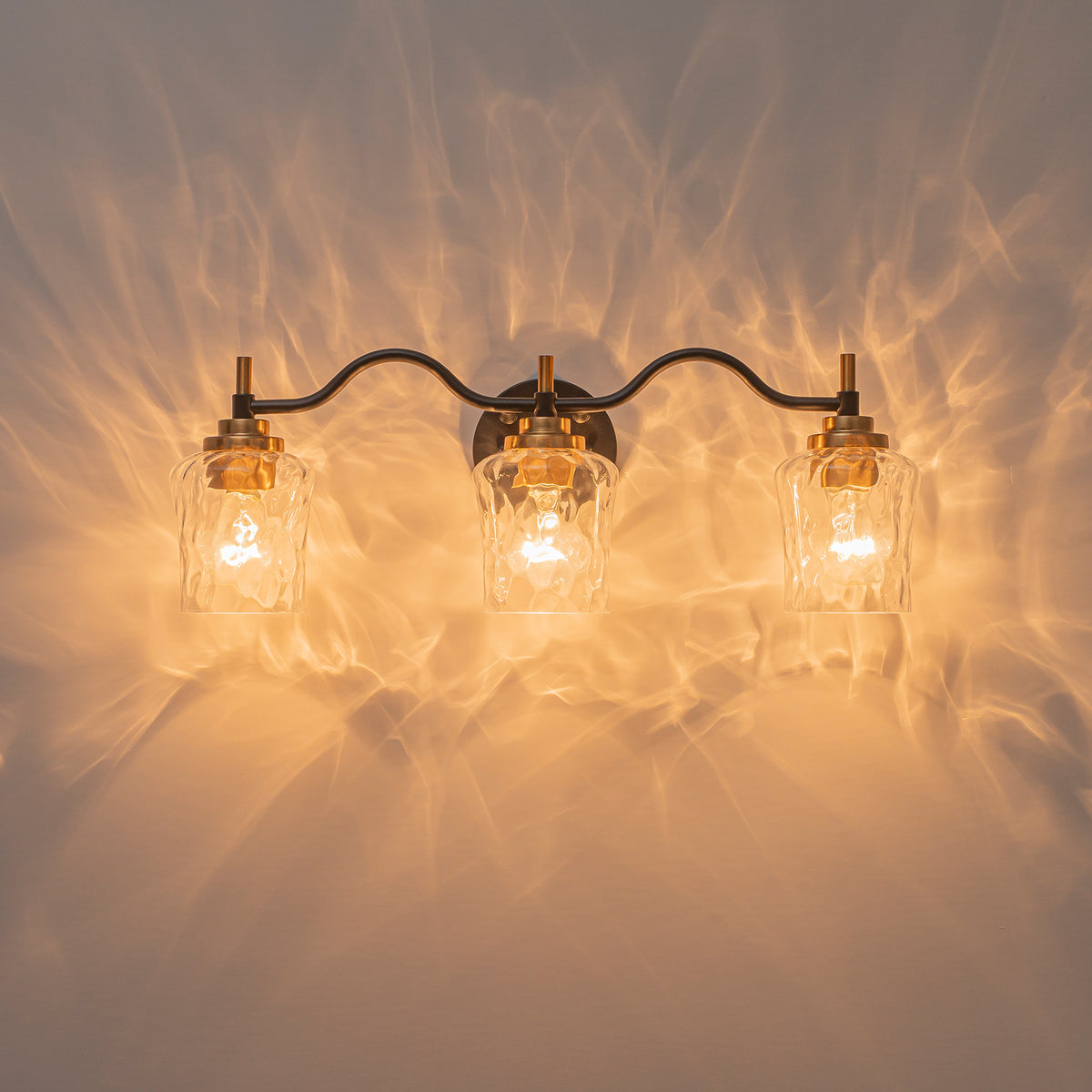 3-Light Modern Bathroom Vanity Light Ripple Glass Shades Wall Sconce - product image 9 | Zenvolit