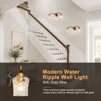 3-Light Modern Bathroom Vanity Light Ripple Glass Shades Wall Sconce - product image 10 | Zenvolit