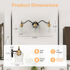 3-Light Modern Bathroom Vanity Light Ripple Glass Shades Wall Sconce - product image 11 | Zenvolit