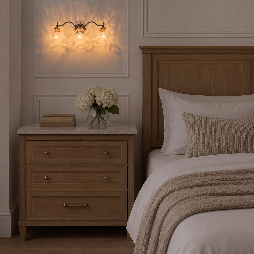 3-Light Modern Bathroom Vanity Light Ripple Glass Shades Wall Sconce - product image 14 | Zenvolit