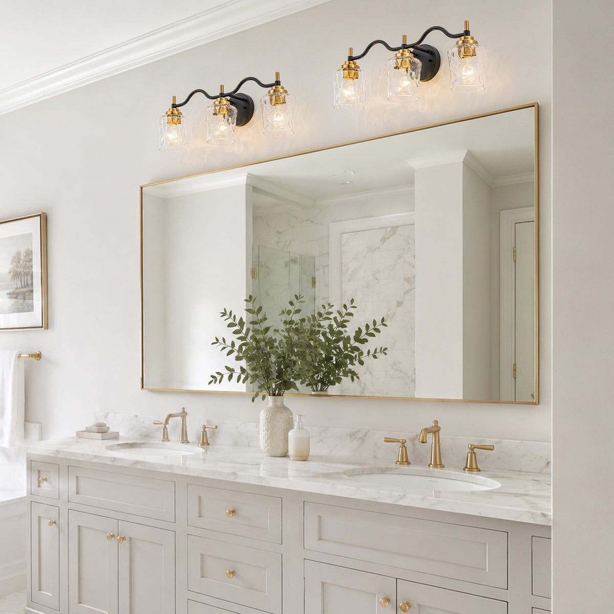 3-Light Modern Bathroom Vanity Light Ripple Glass Shades Wall Sconce - product image 17 | Zenvolit