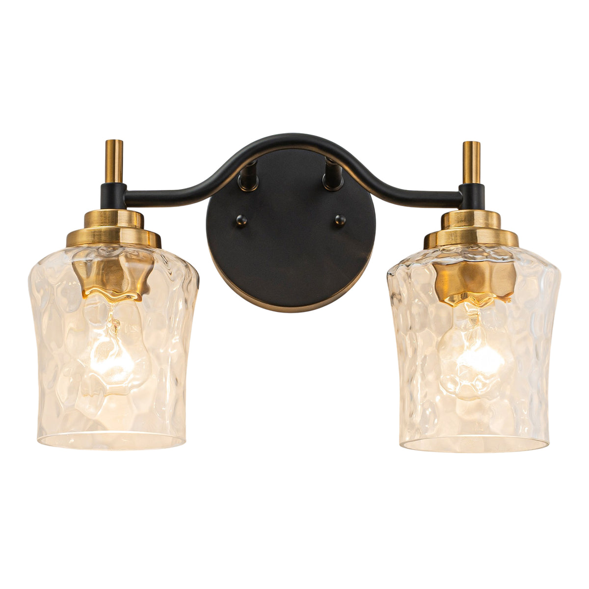 2-Light Modern Bathroom Vanity Light Ripple Glass Shades Wall Sconce - product image 2 | Zenvolit