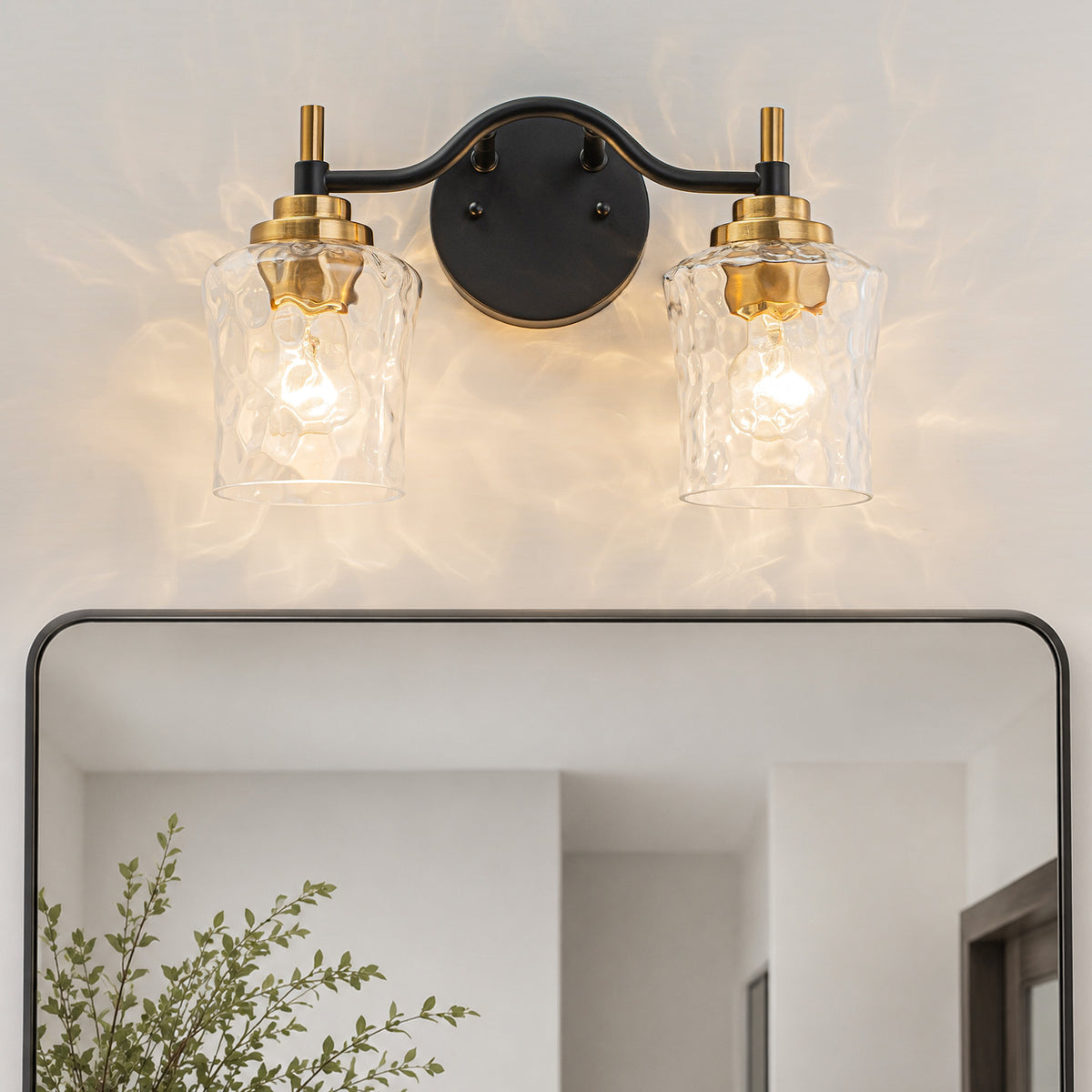 2-Light Modern Bathroom Vanity Light Ripple Glass Shades Wall Sconce - product image 3 | Zenvolit