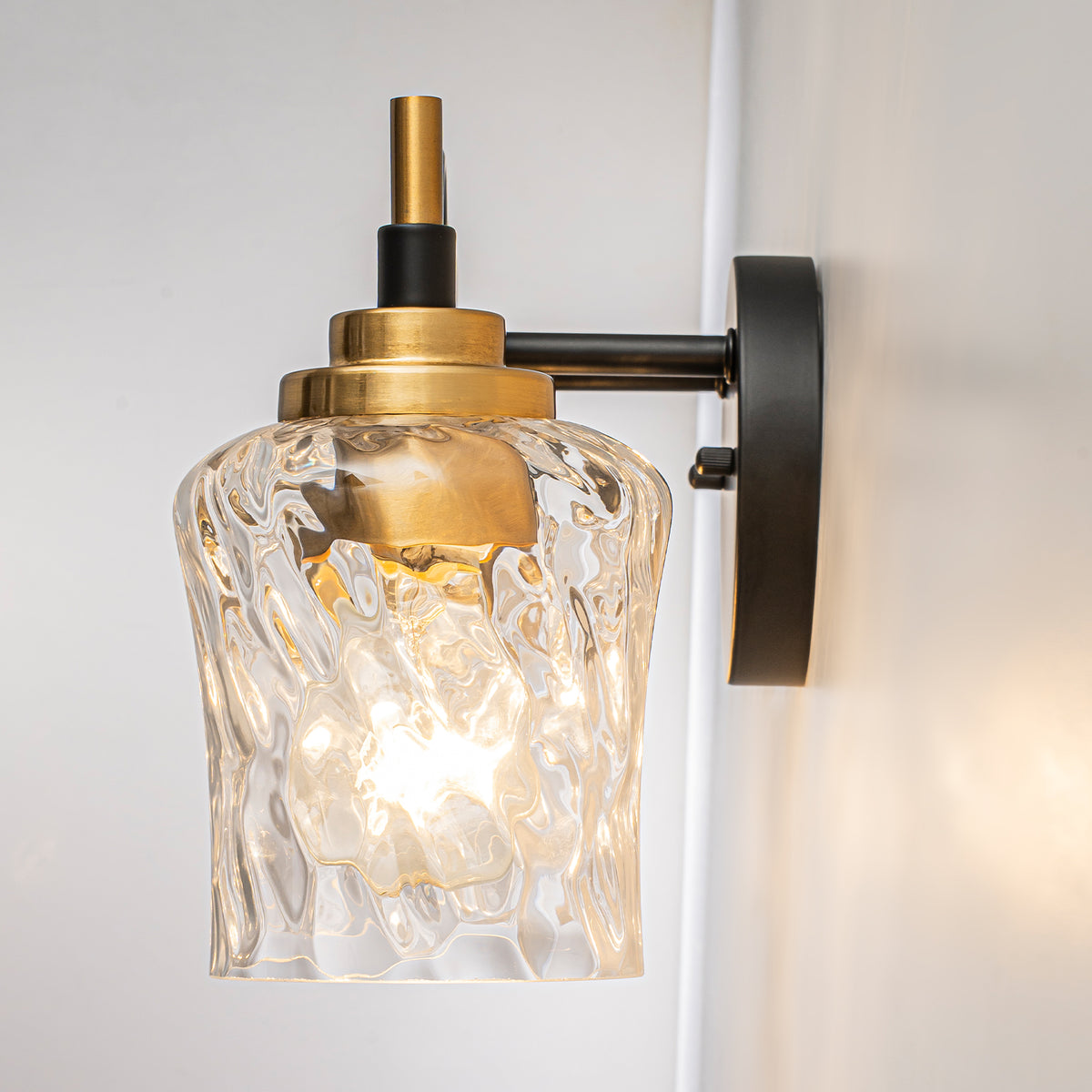 2-Light Modern Bathroom Vanity Light Ripple Glass Shades Wall Sconce - product image 5 | Zenvolit