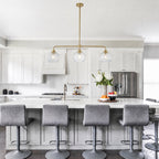 3 Light Linear Pendant Light Clear Ribbed Glass Shades Kitchen Island - product image 3 | Zenvolit
